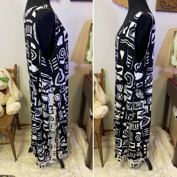 VTG 90s Paradiso Dress XL Contrast Lined Funky Maxi Maximalist Artist Teacher - Picture 3 of 16